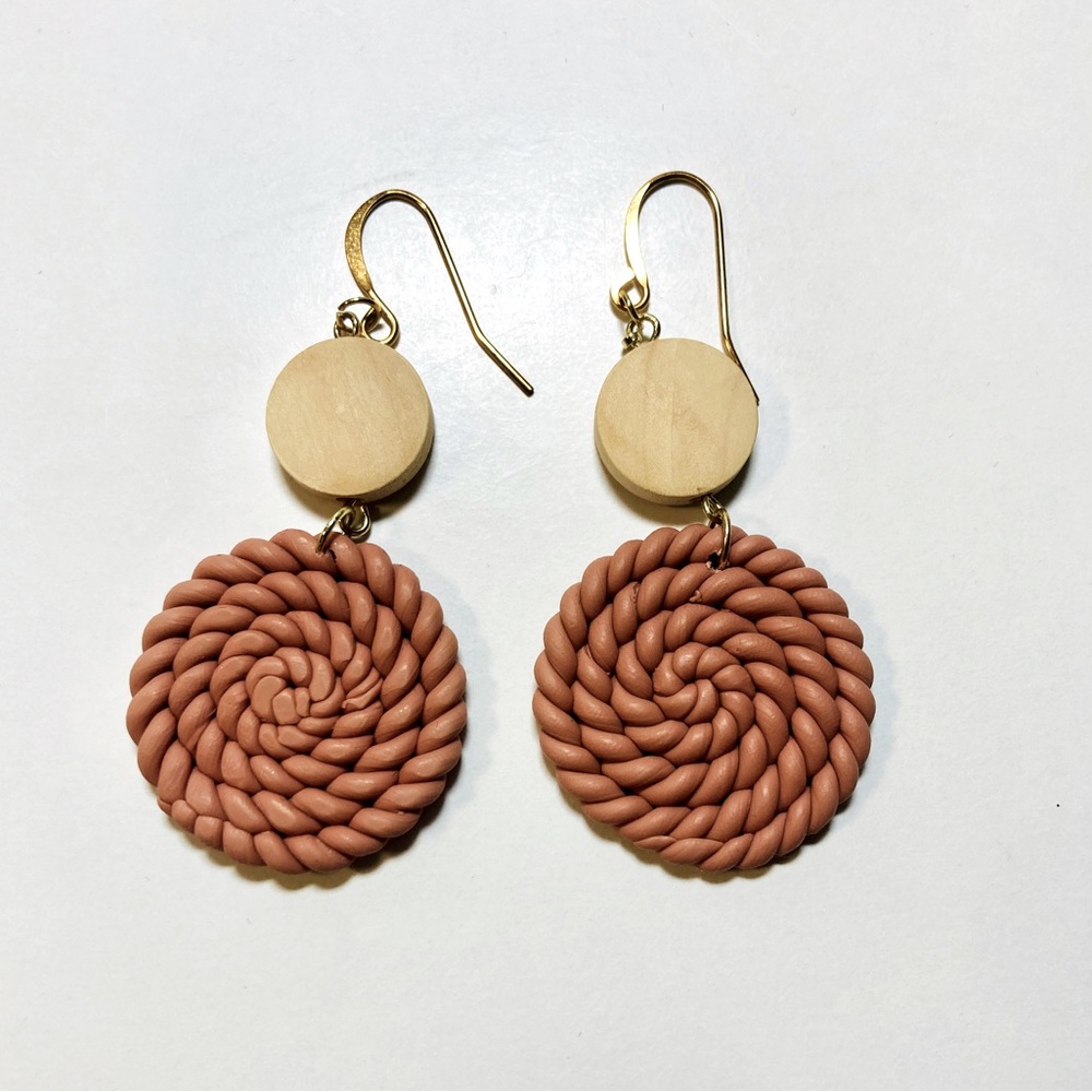 Wood + clay earrings